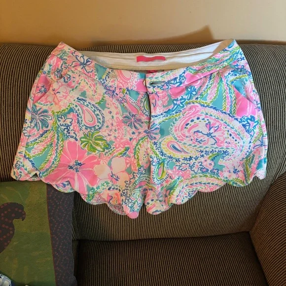 Lilly Pulitzer Pink and Blue High Waist Shorts - Picture 1 of 3